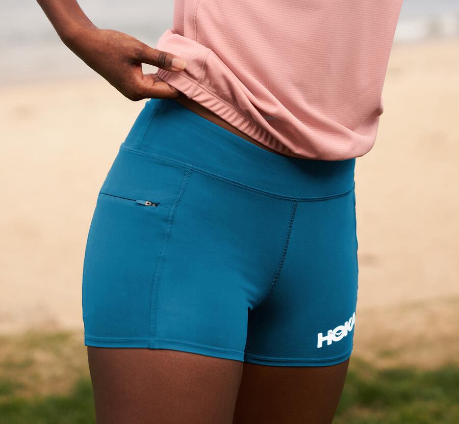 Hoka One One Womens Shorts - Performance Knit - Blue - XBAQ75820